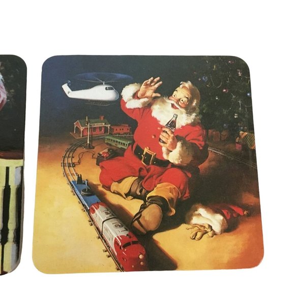 Vintage 1999 Set of 4 Coca Cola Santa Holiday Christmas Coasters - Picture 4 of 9